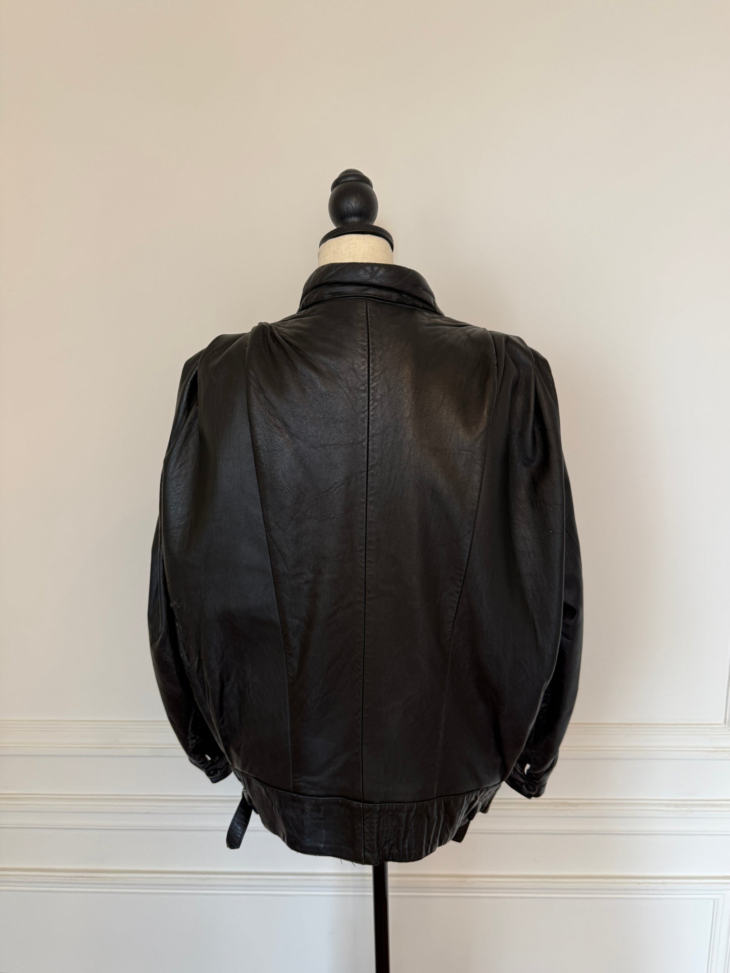 Black Leather Bomber Jacket