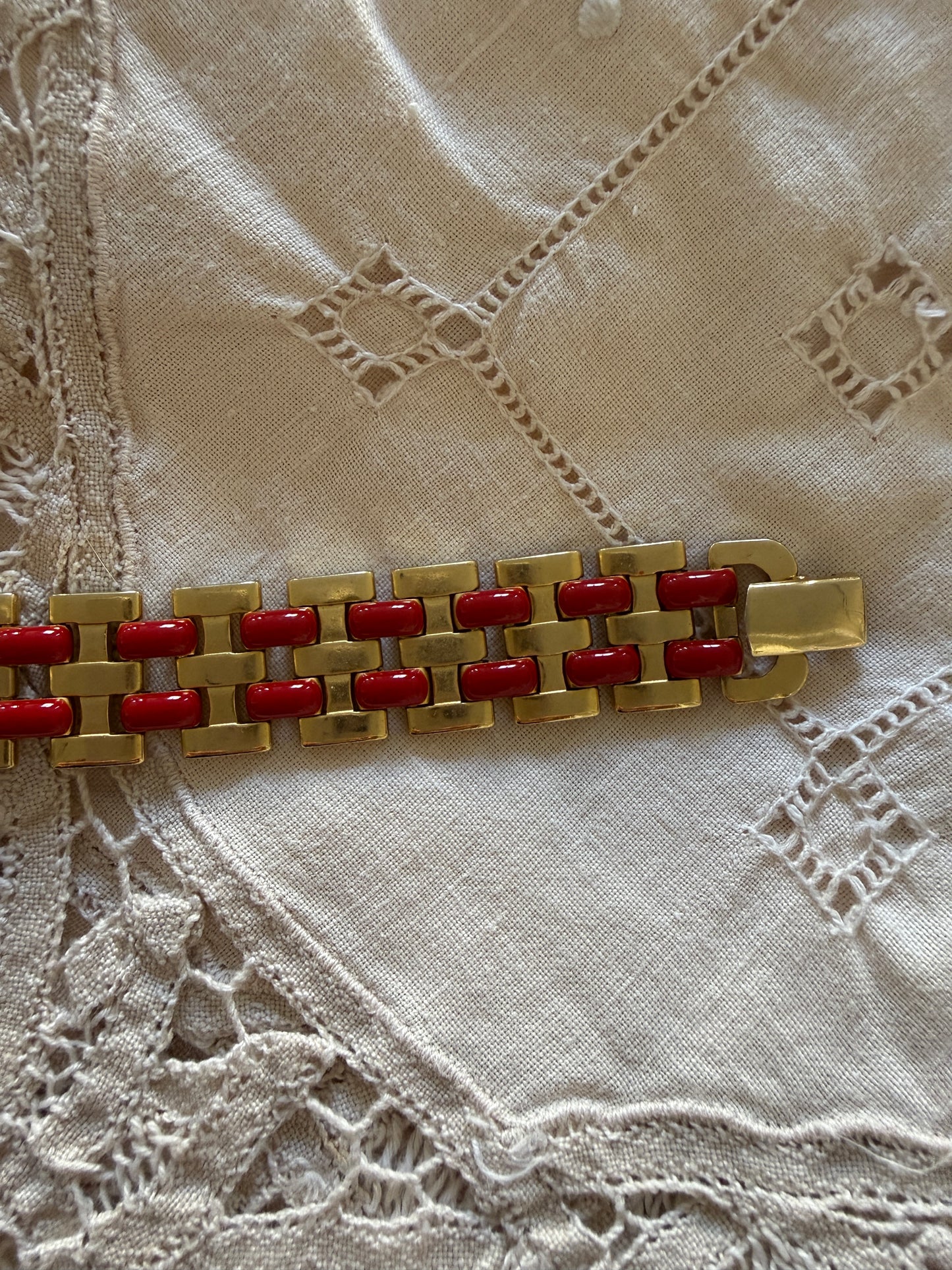 Link Red Enamel Bracelet