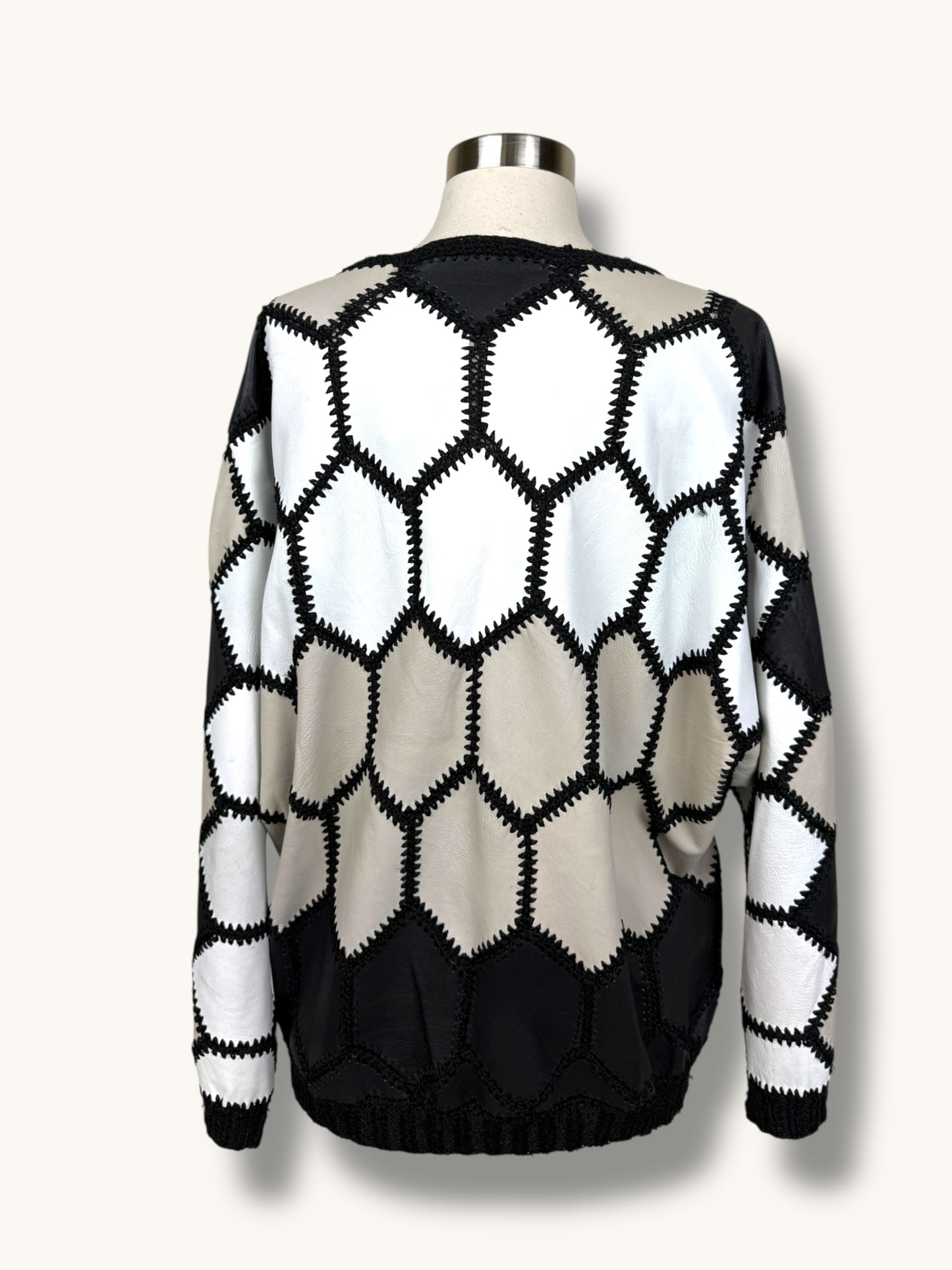 Leather Patchwork Sweater