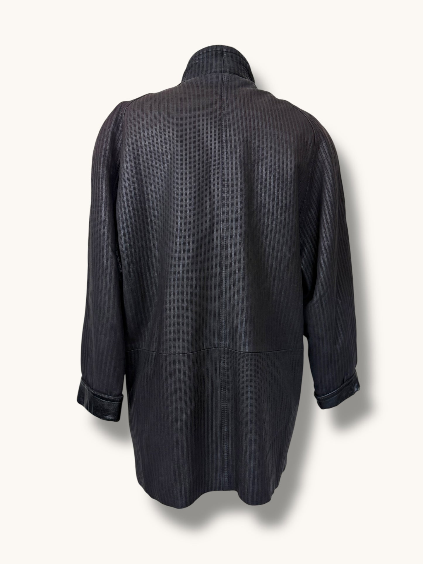 Striped Leather Coat