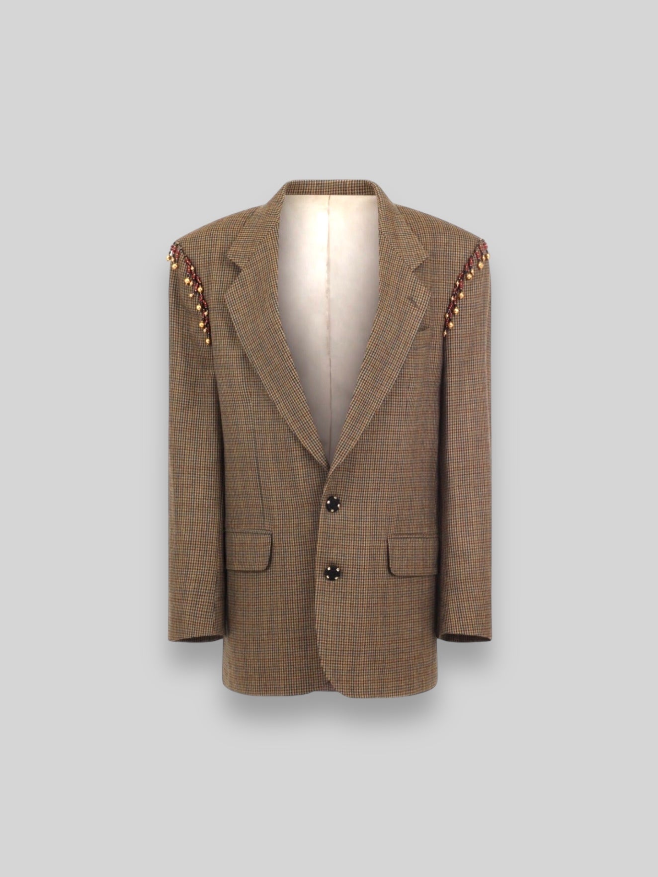 Vintage Oscar de la Renta Houndstooth Blazer adorned by Jen Wonders