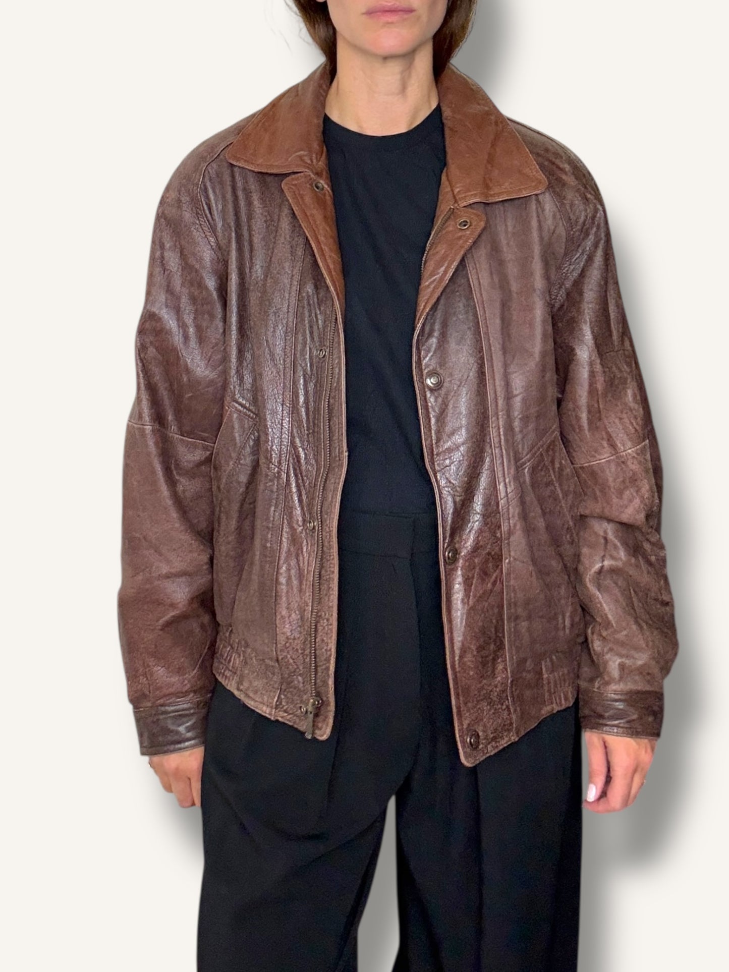 Leather Brown Bomber Jacket