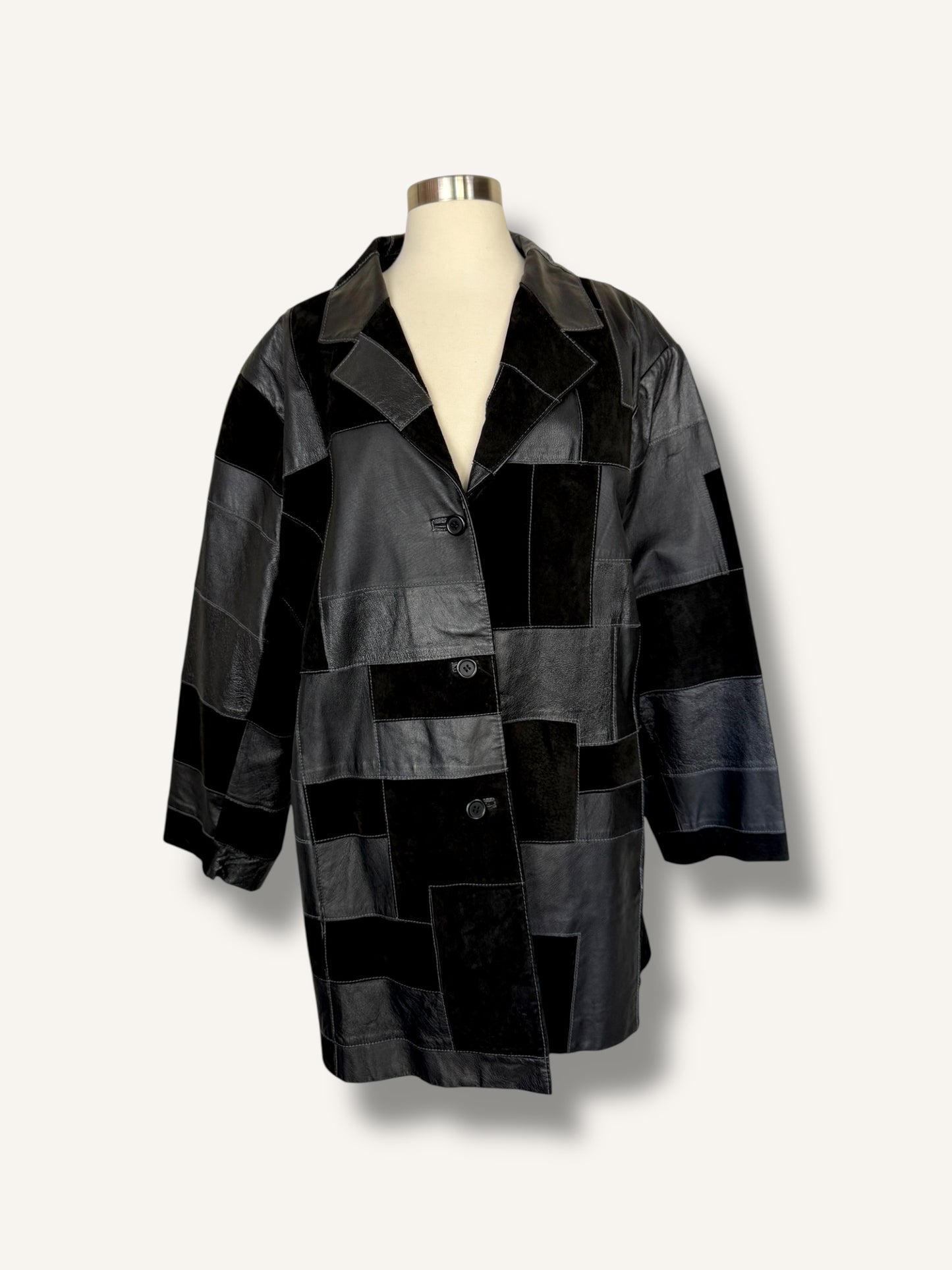 Patchwork Leather Coat