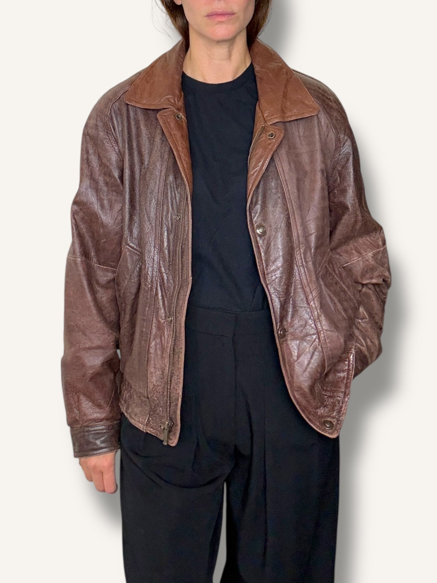 Leather Brown Bomber Jacket