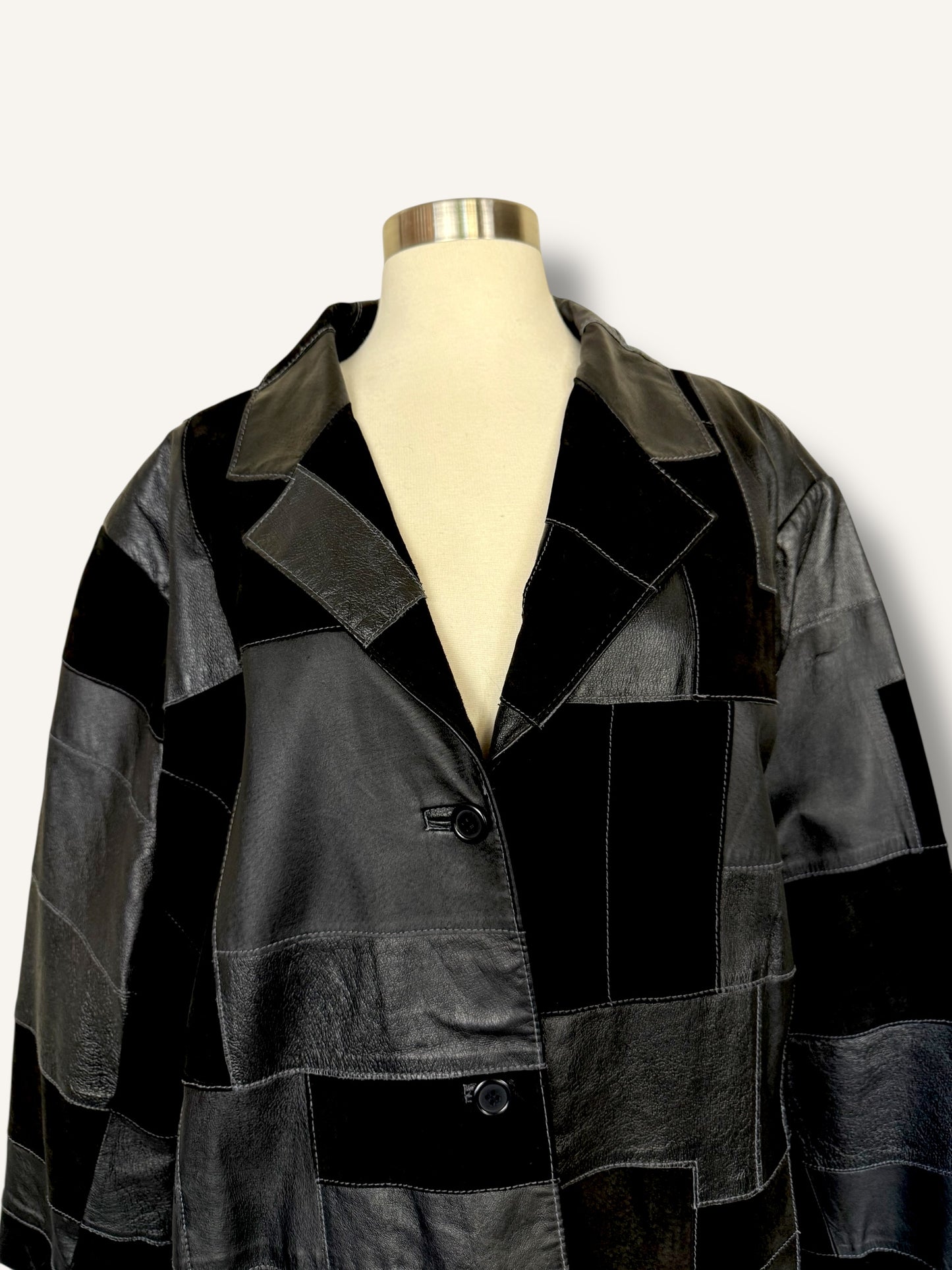 Patchwork Leather Coat