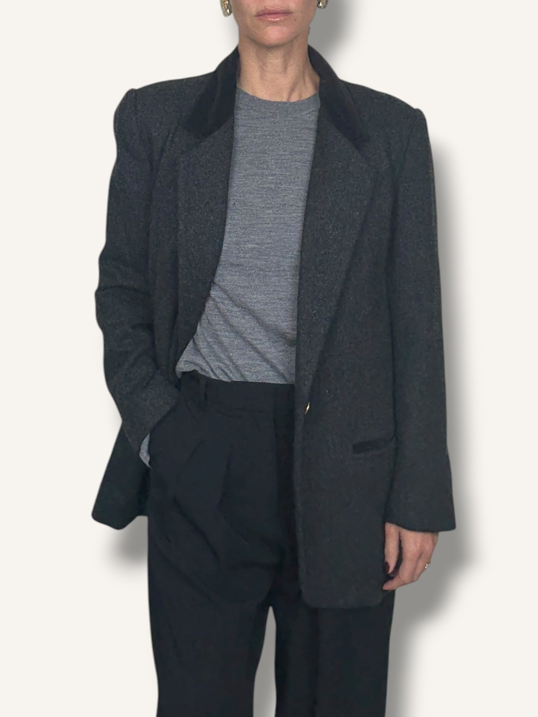 Wool Blazer with Velvet Collar – Jen Wonders