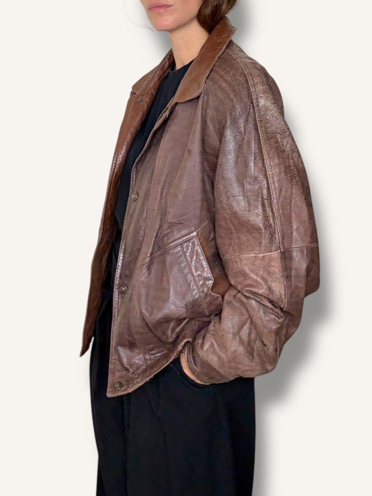 Leather Brown Bomber Jacket