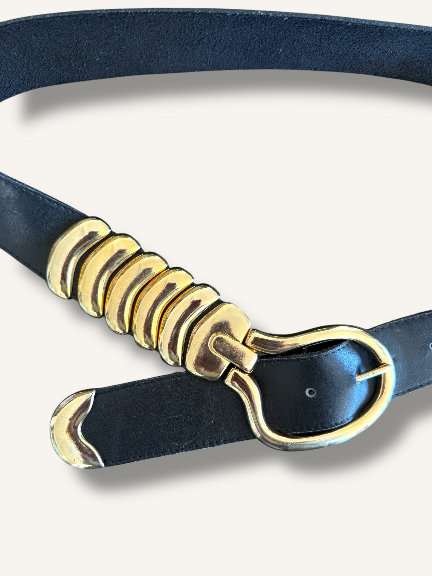 Black & Gold Leather Belt