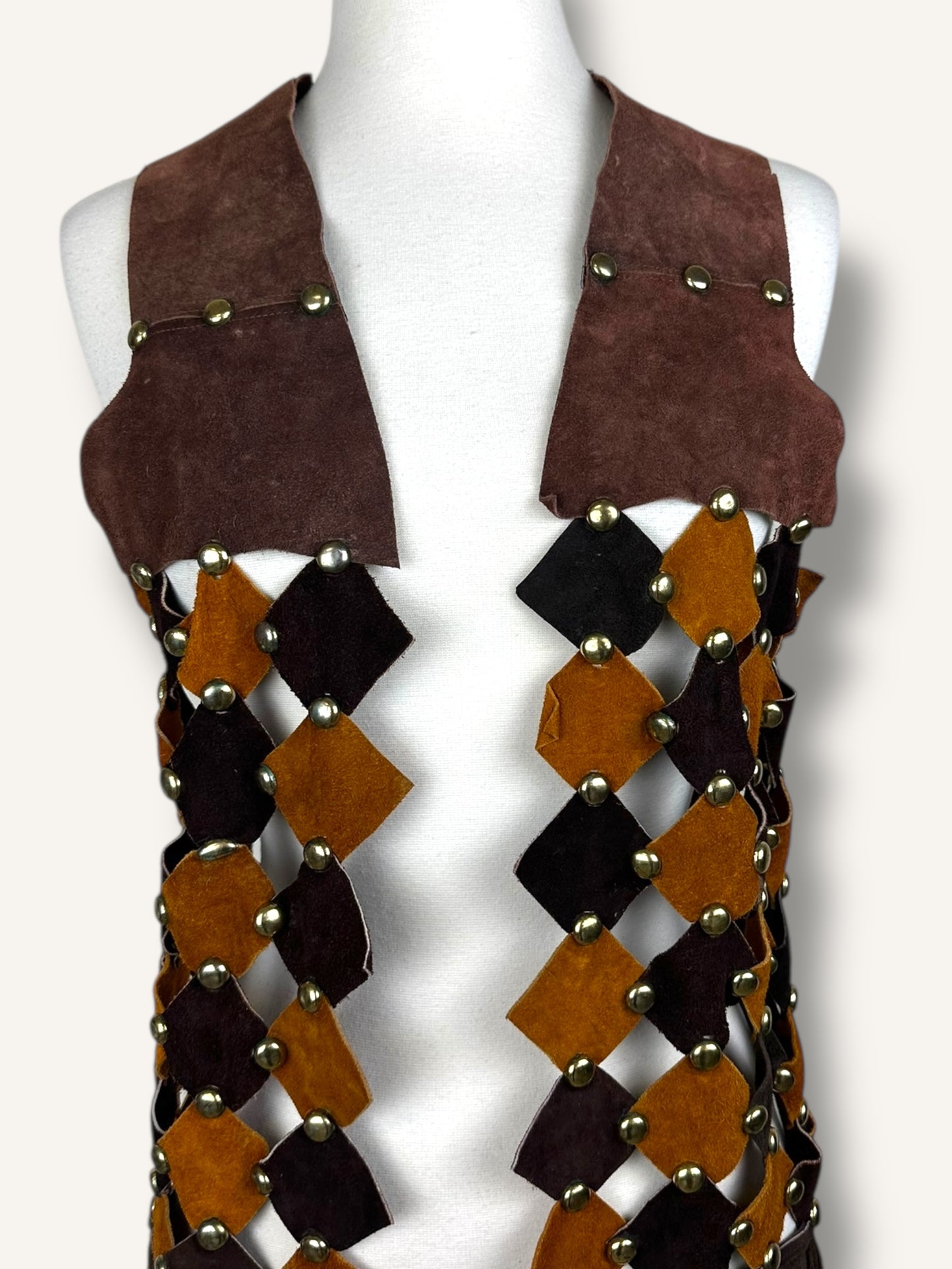 Suede patchwork vest