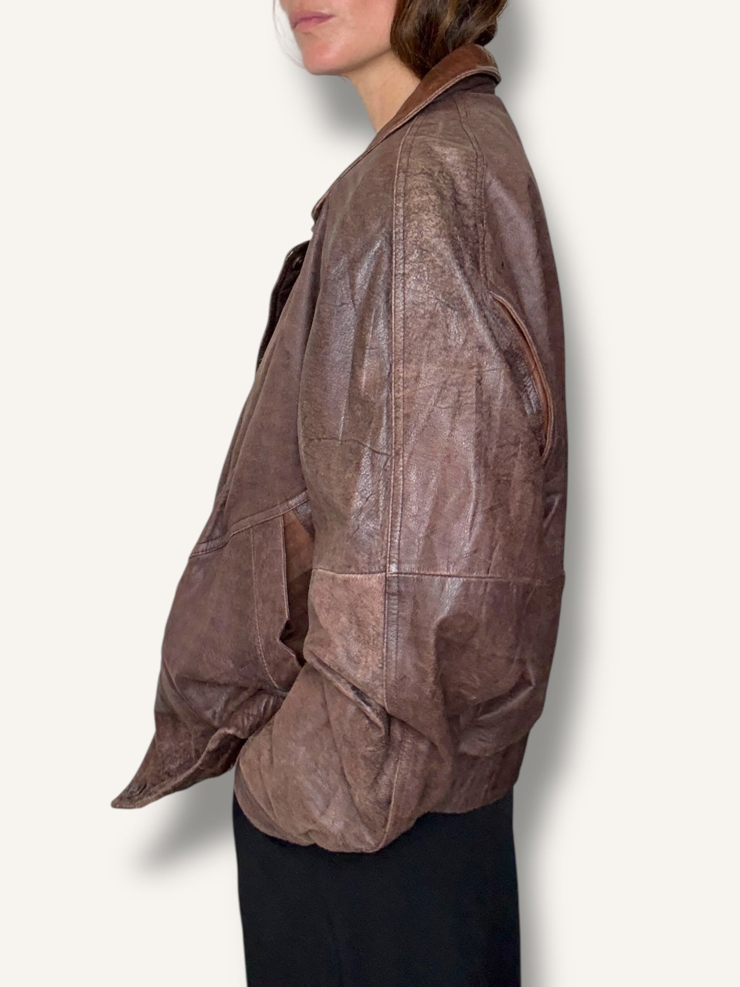 Leather Brown Bomber Jacket