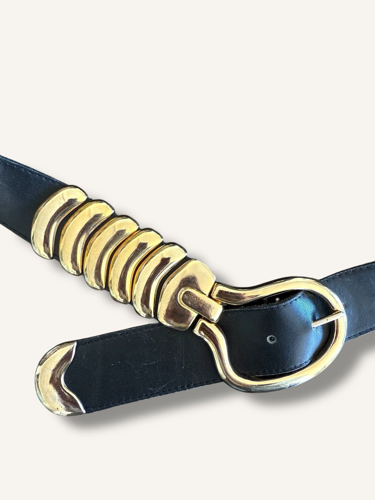 Black & Gold Leather Belt