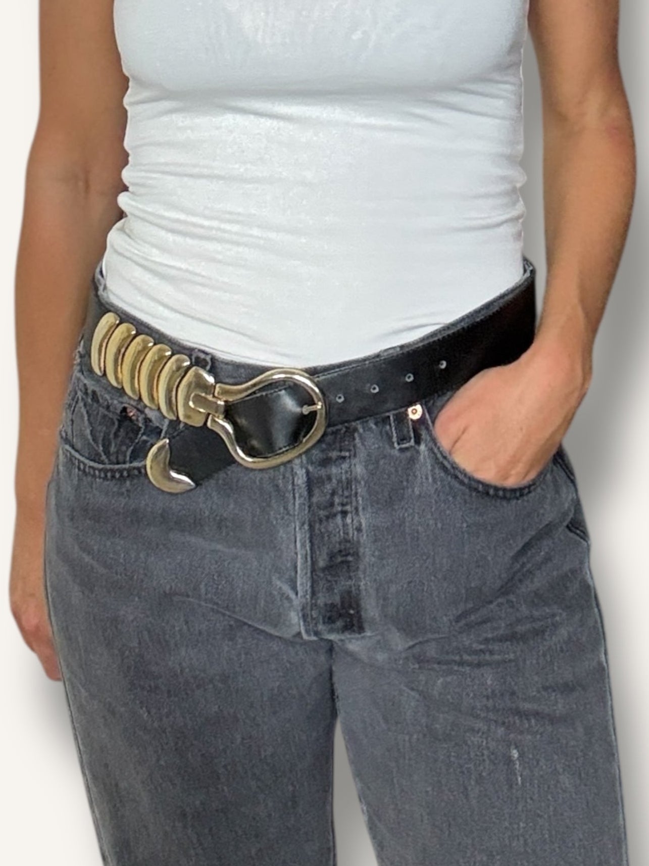 Black & Gold Leather Belt