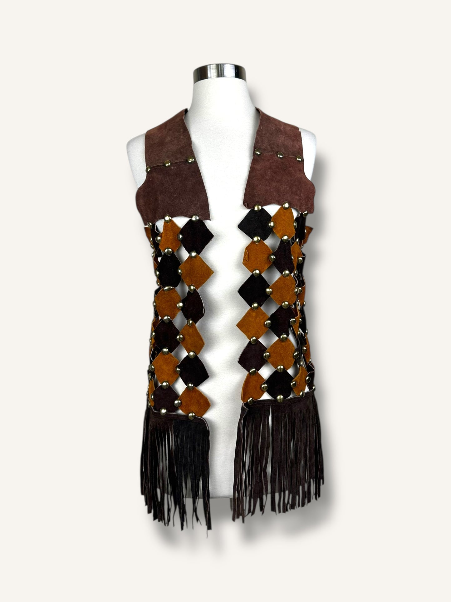 Suede patchwork vest