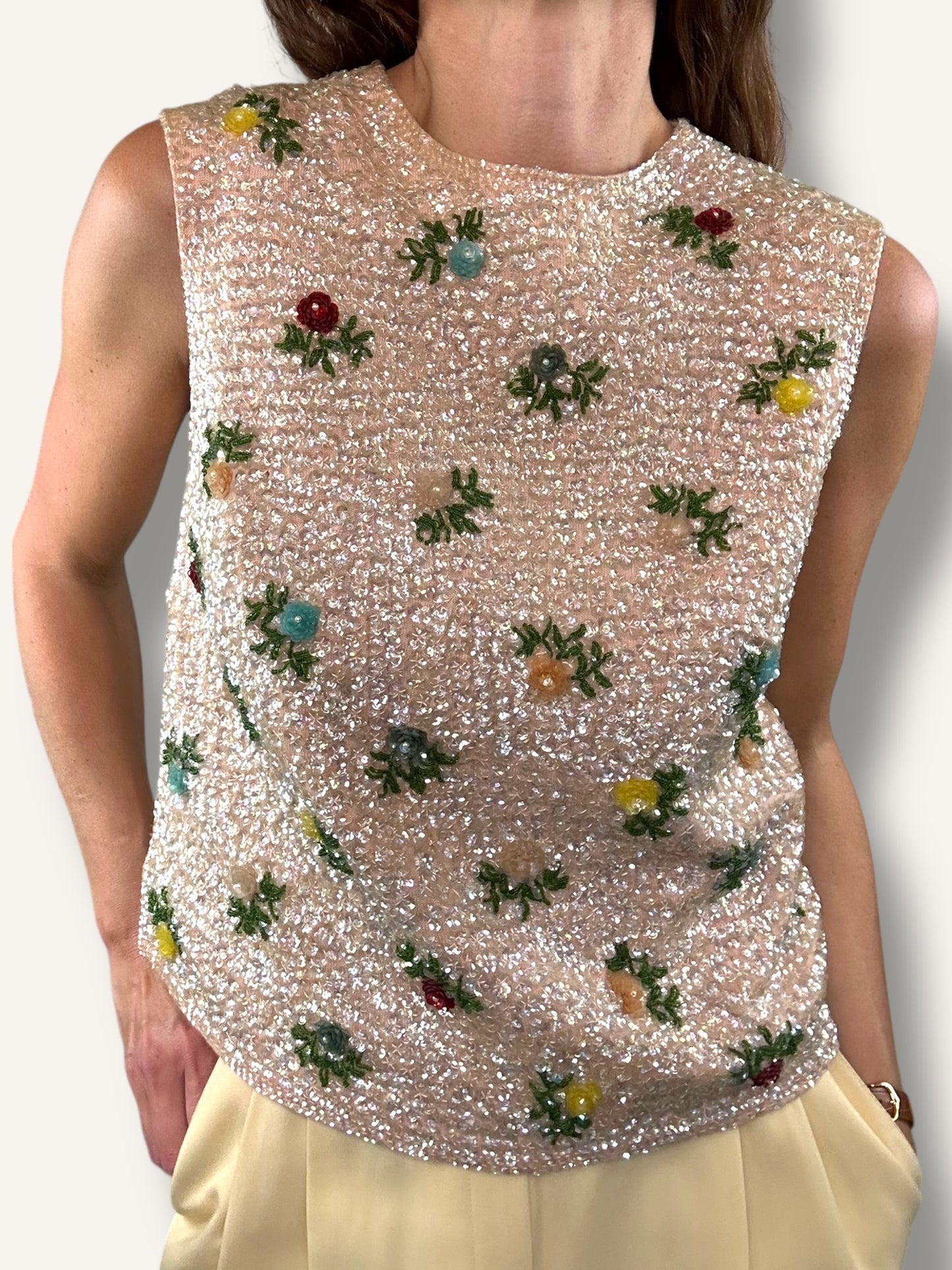 Sequin floral top