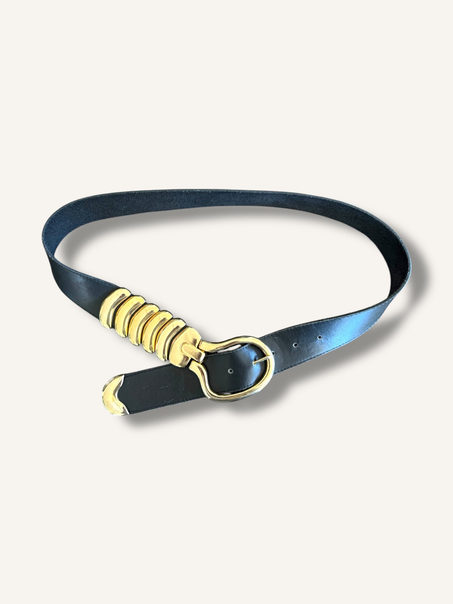Black & Gold Leather Belt