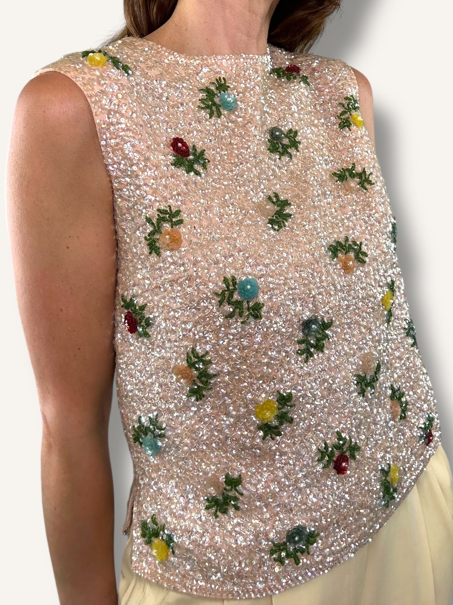 Sequin floral top