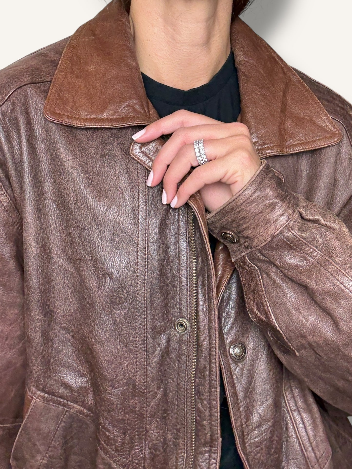 Leather Brown Bomber Jacket