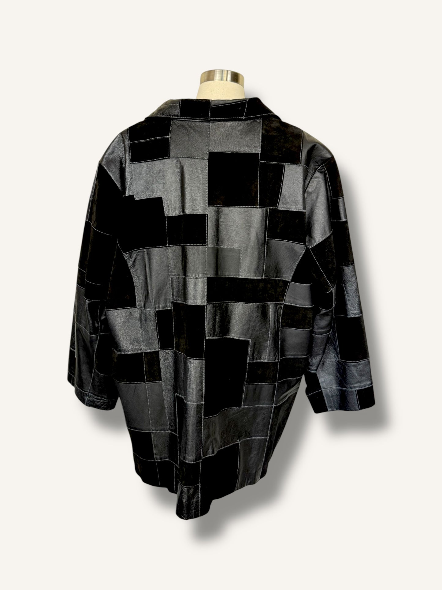 Patchwork Leather Coat