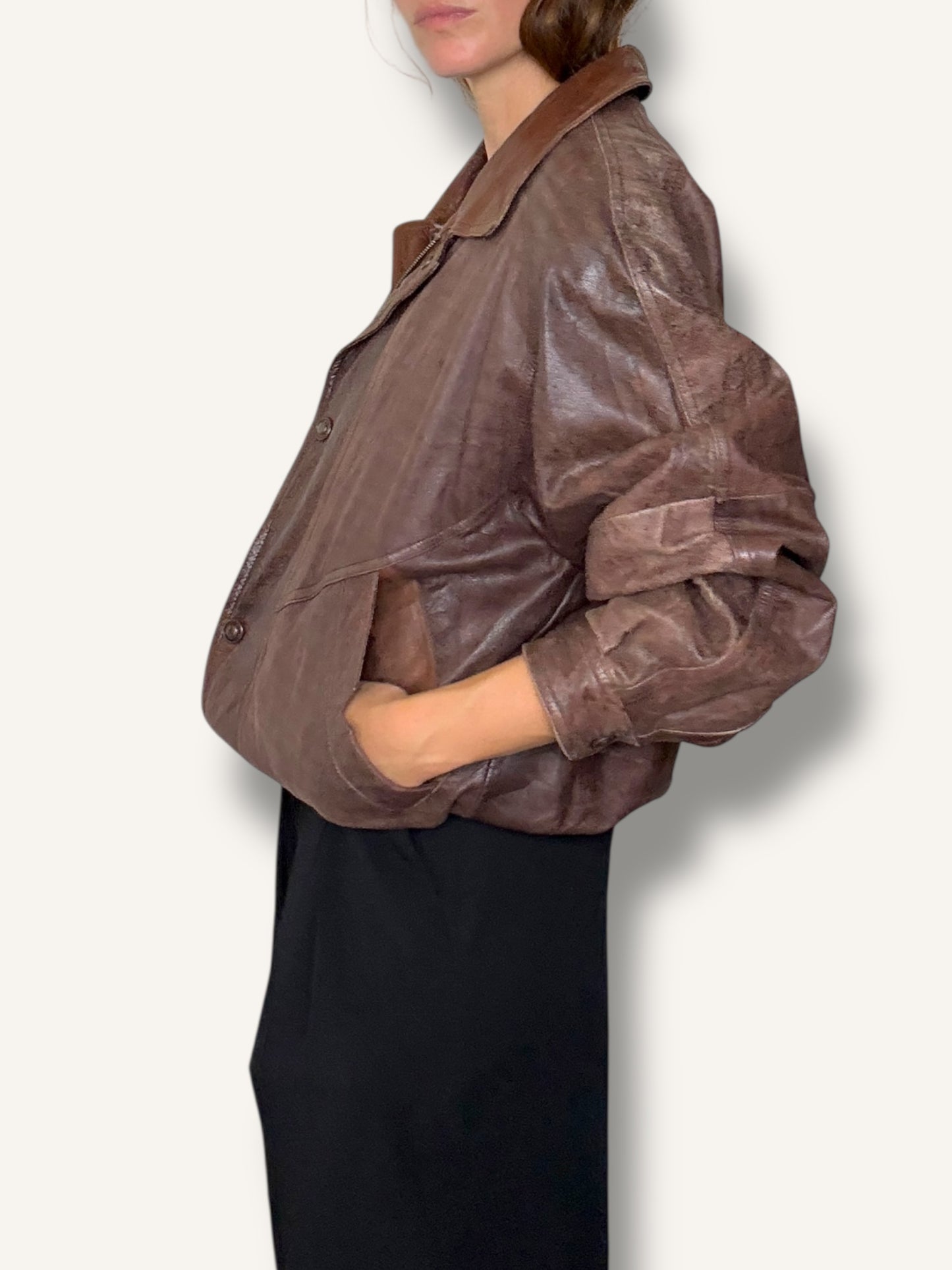 Leather Brown Bomber Jacket