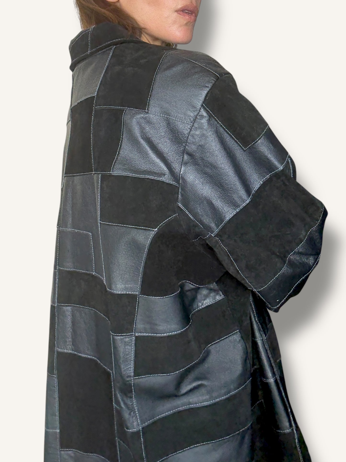 Patchwork Leather Coat