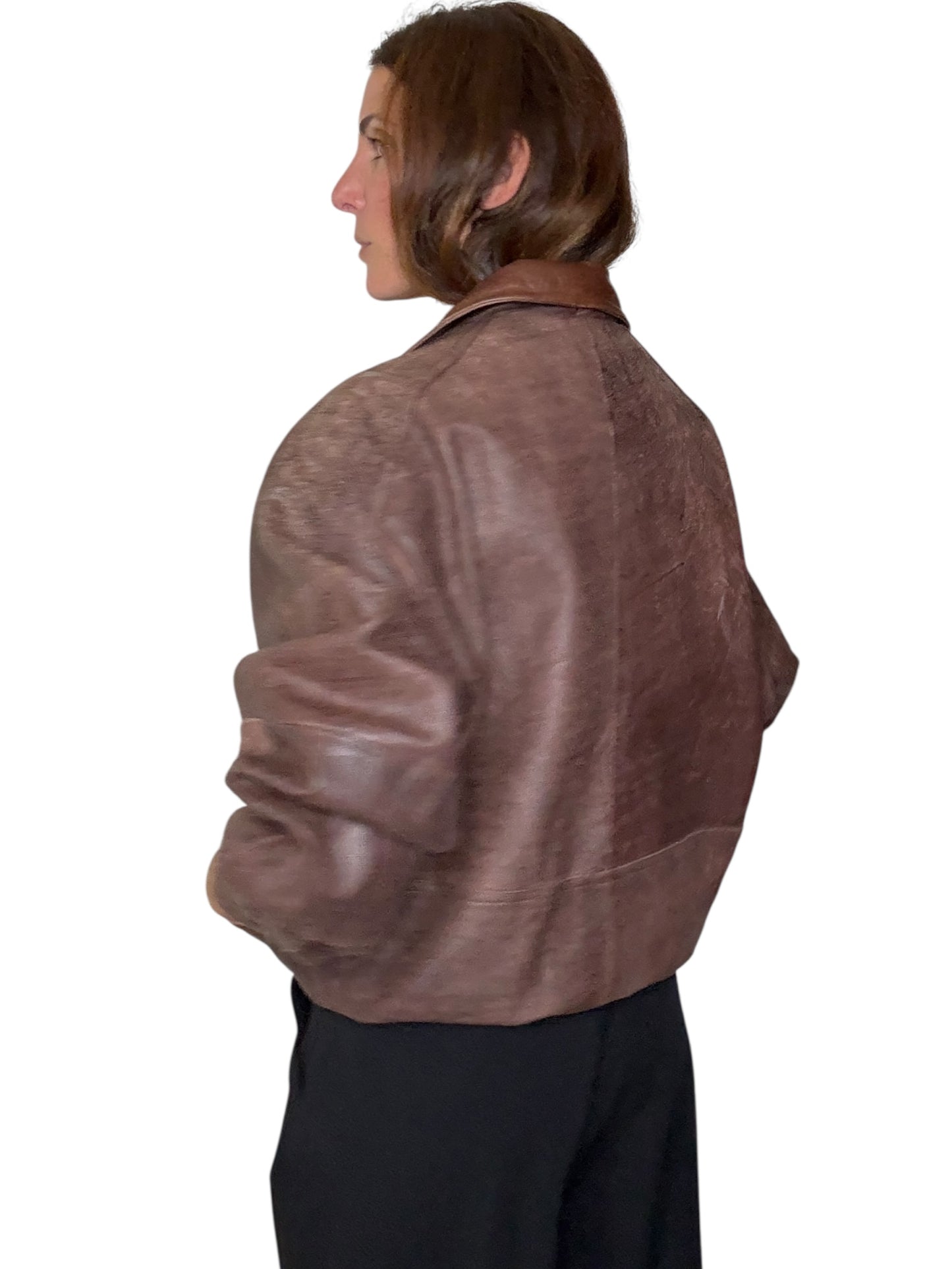 Leather Brown Bomber Jacket