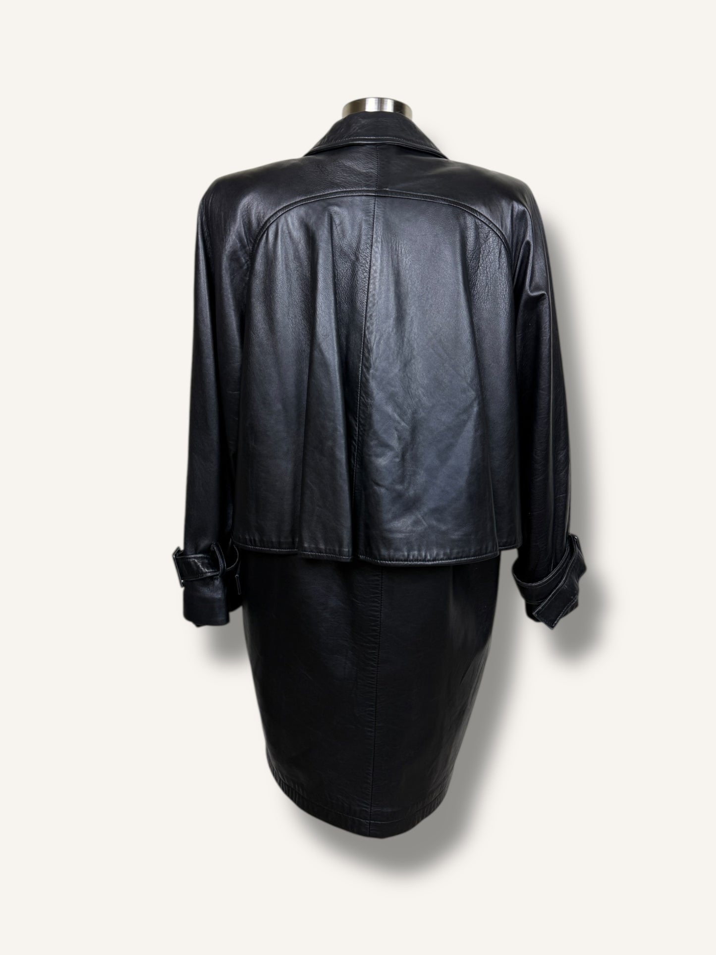 Layered Black Leather Coat