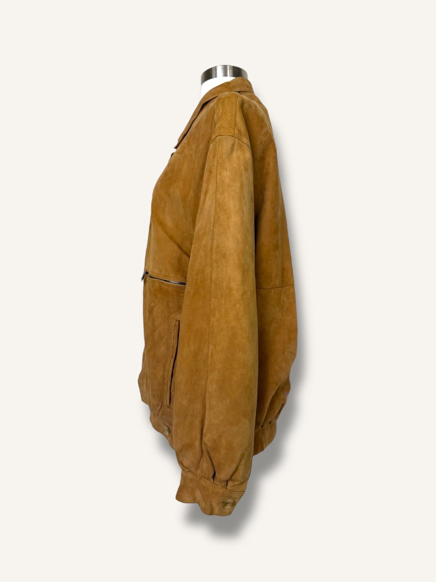 Tan Suede Bomber Jacket