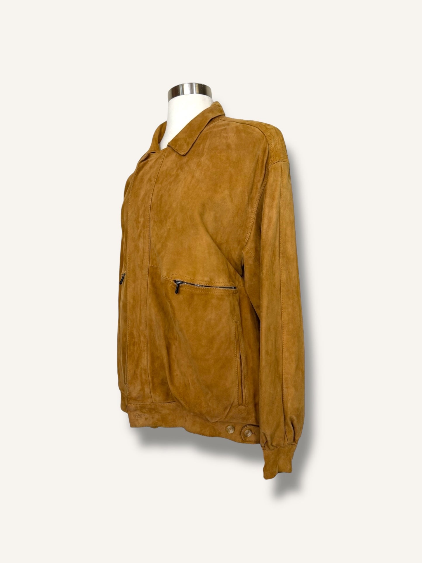 Tan Suede Bomber Jacket