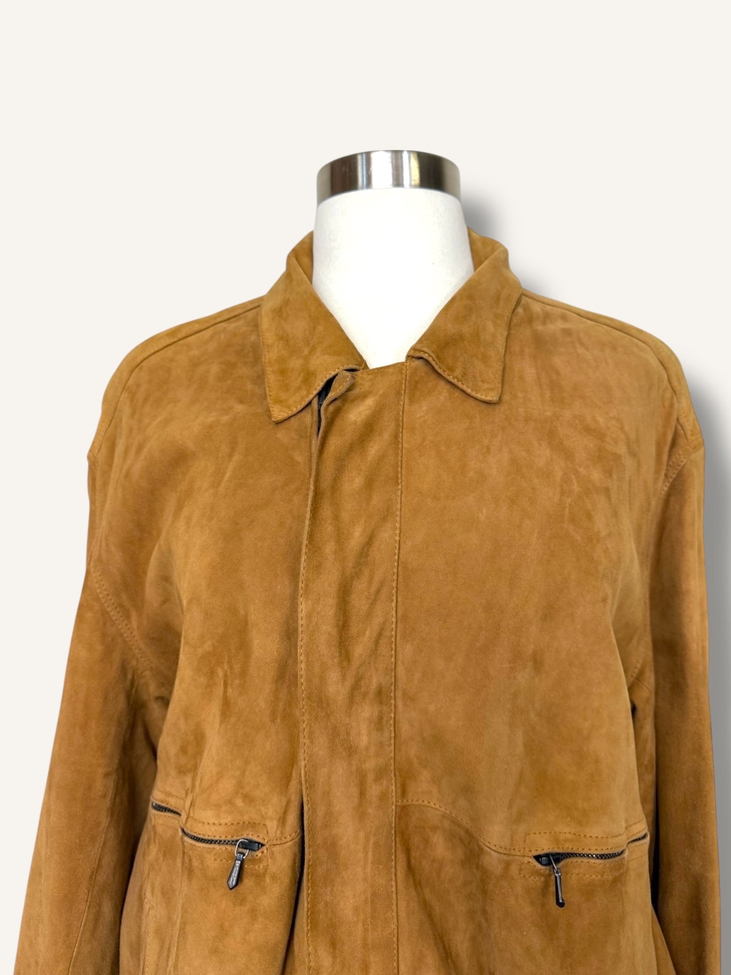 Tan Suede Bomber Jacket