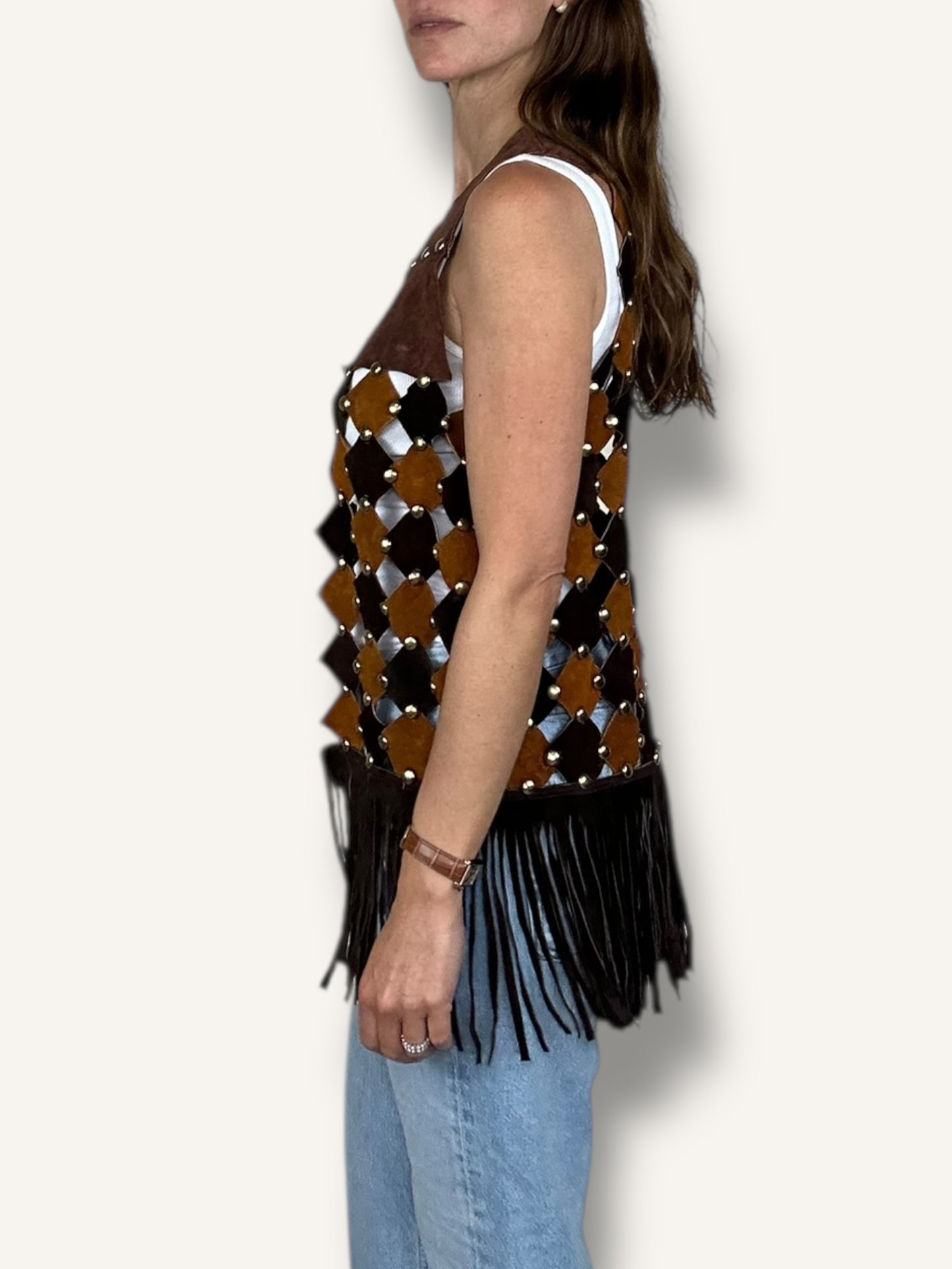 Suede patchwork vest