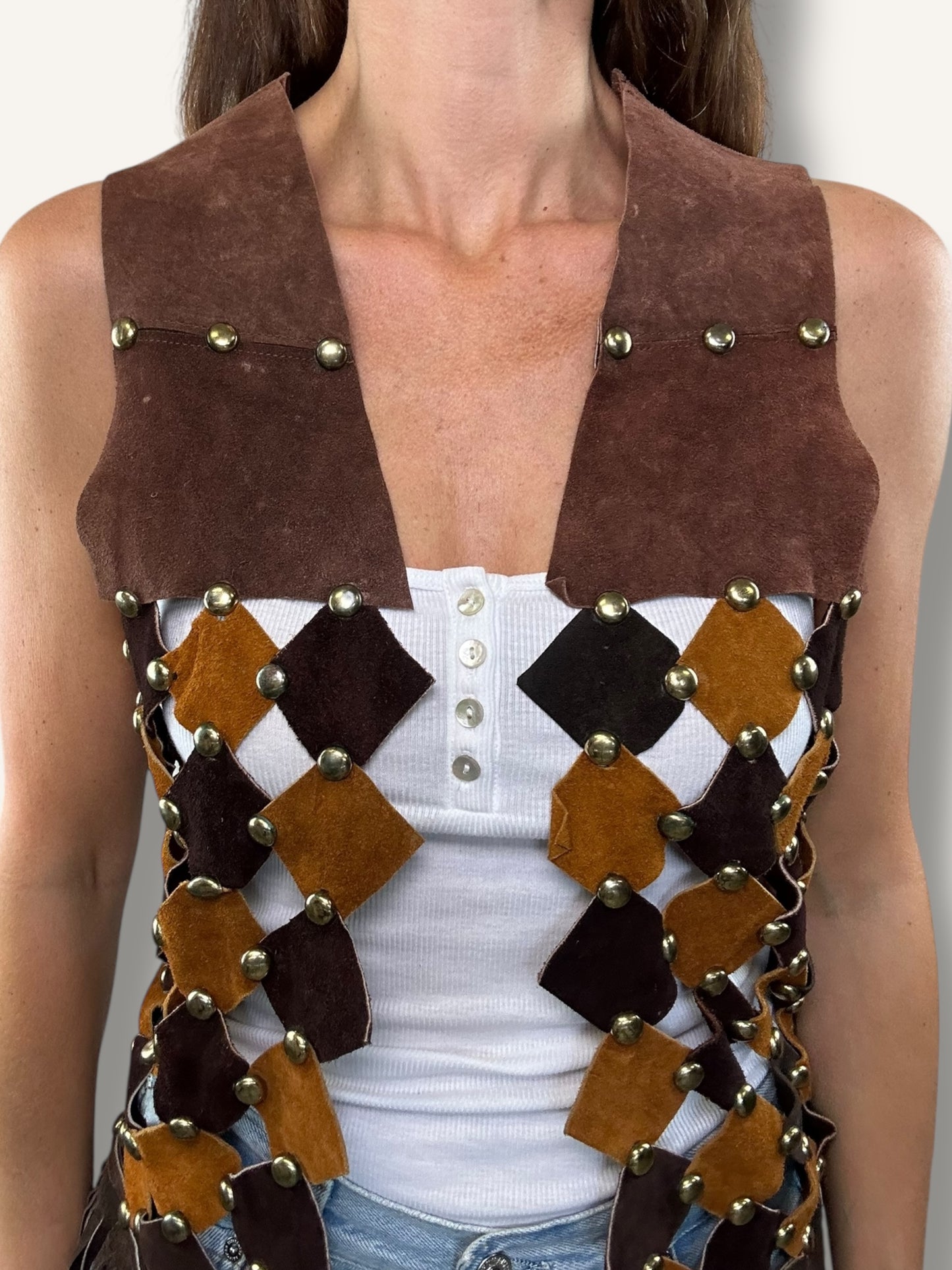 Suede patchwork vest
