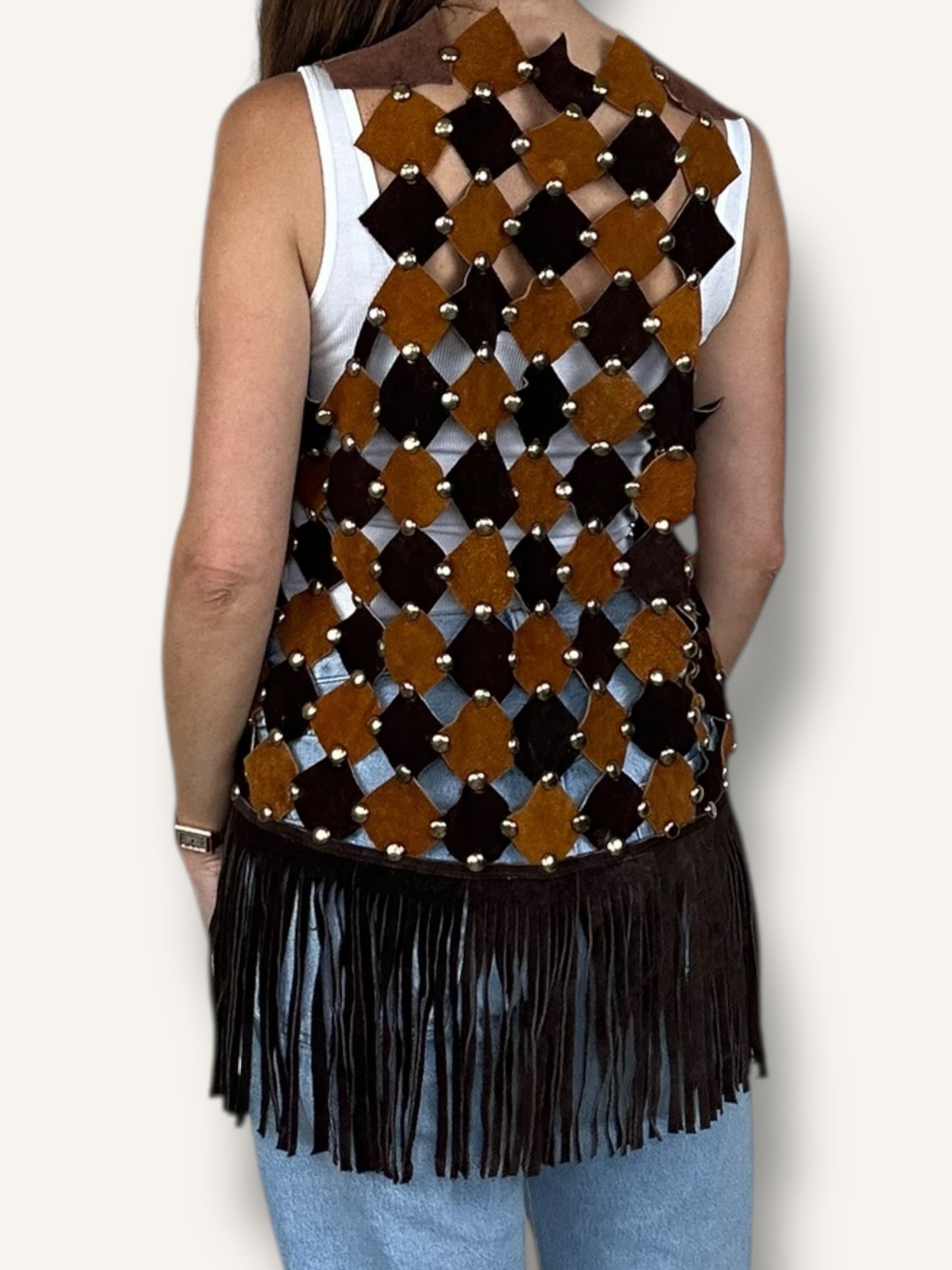 Suede patchwork vest