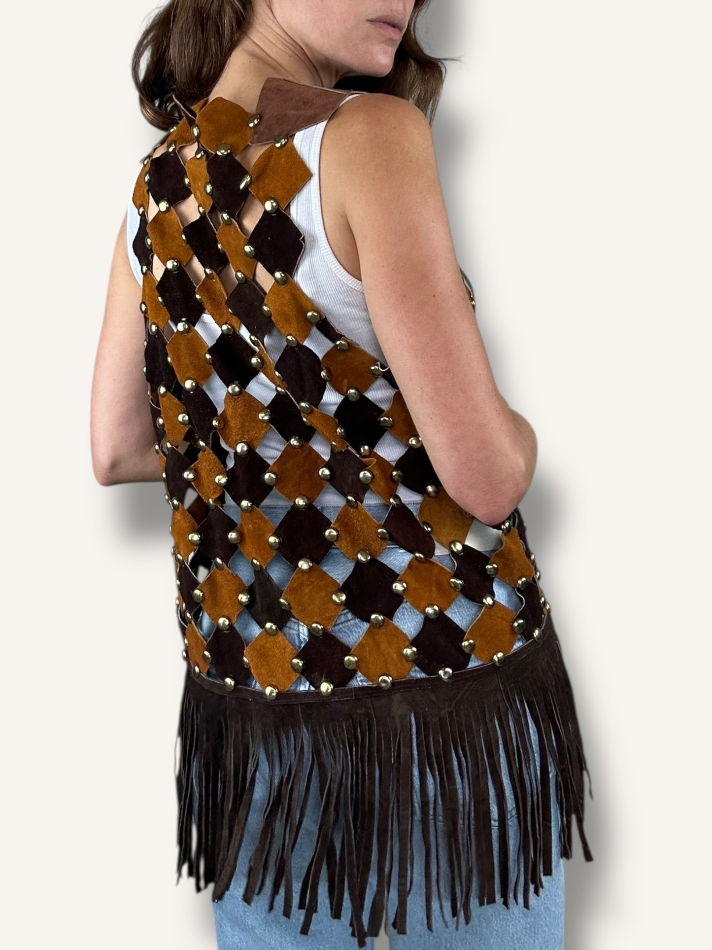 Suede patchwork vest