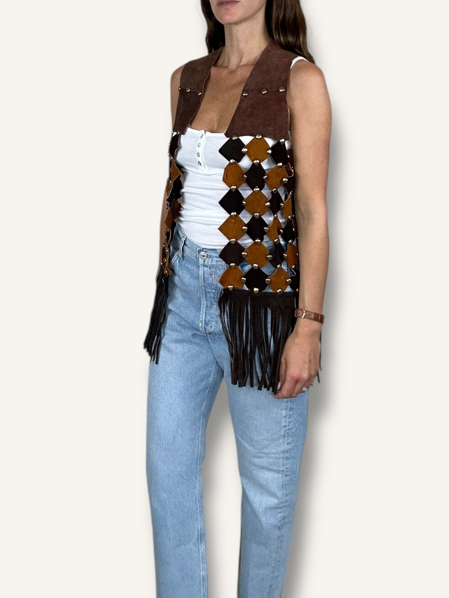 Suede patchwork vest