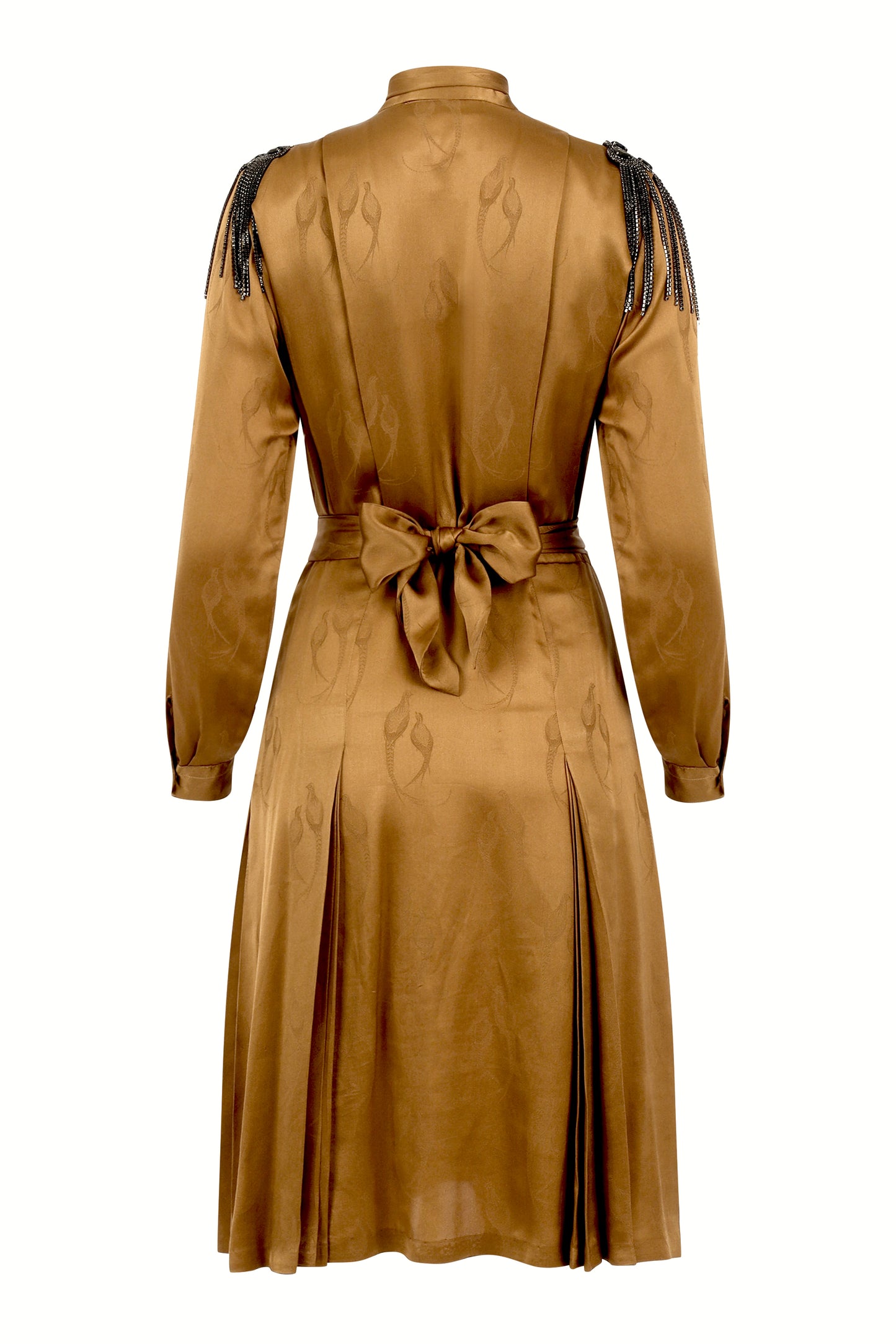 Vintage Pleated Silk Gucci dress adorned by Jen Wonders