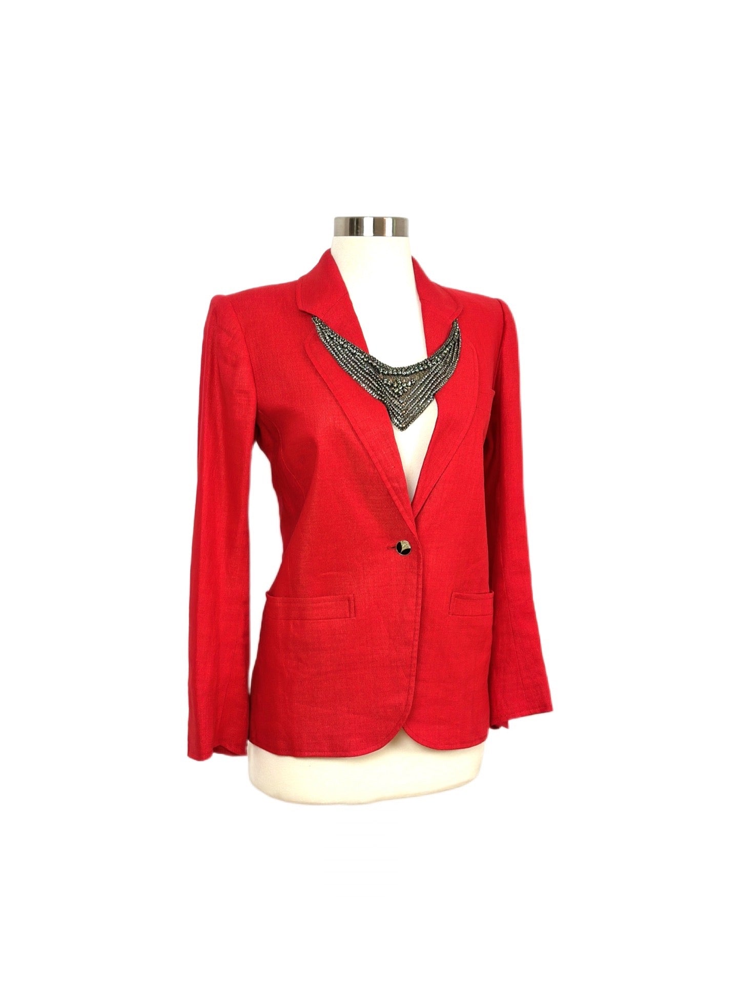 Vintage YSL linen blazer adorned by Jen Wonders