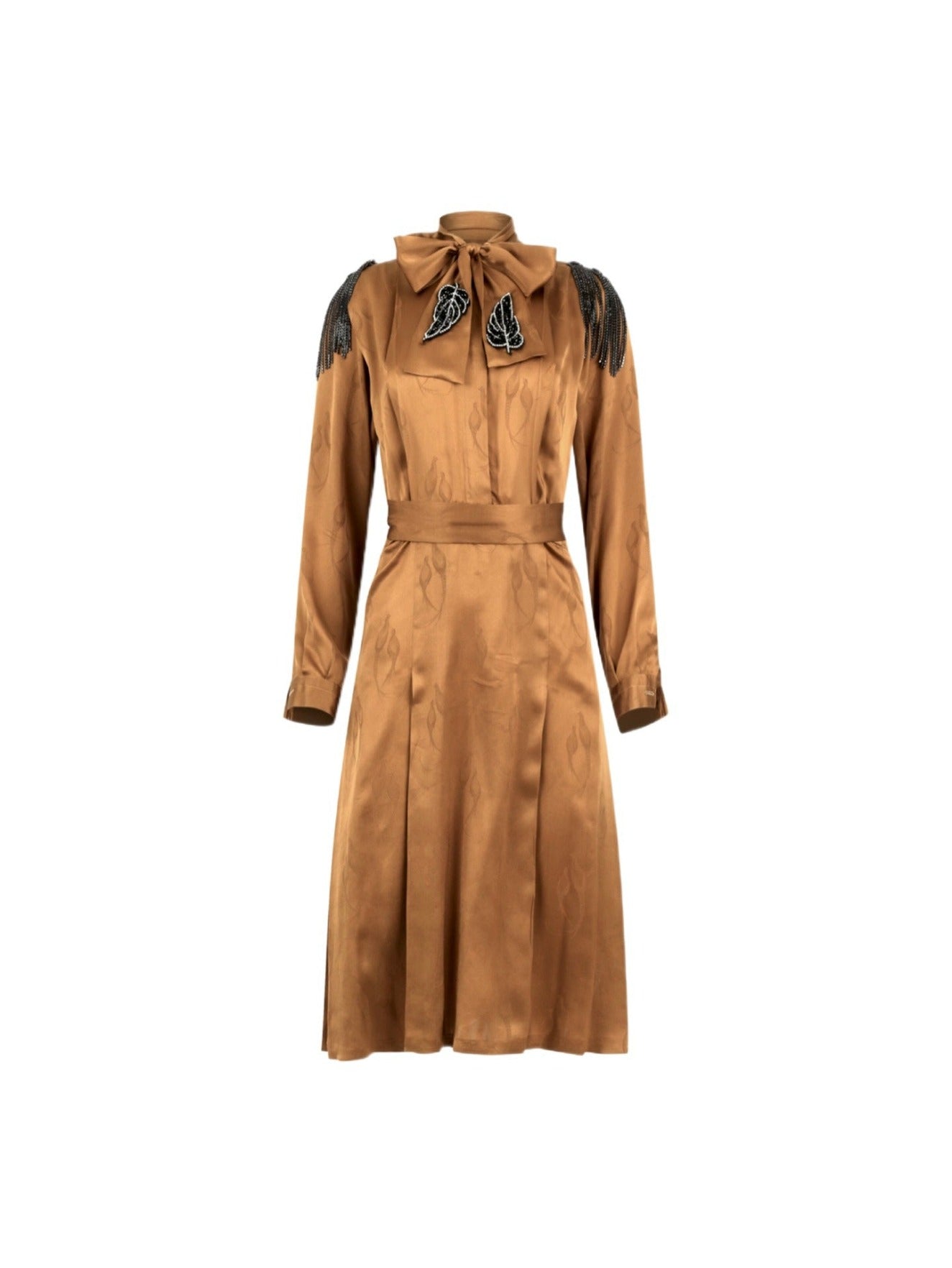 Vintage Pleated Silk Gucci dress adorned by Jen Wonders