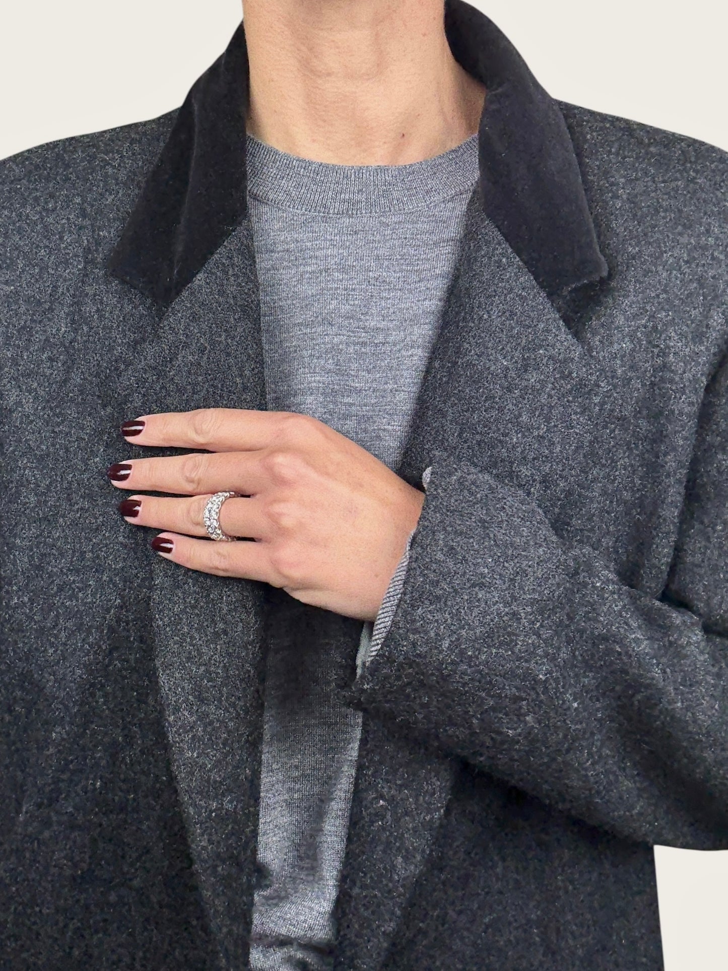 Wool Blazer with Velvet Collar