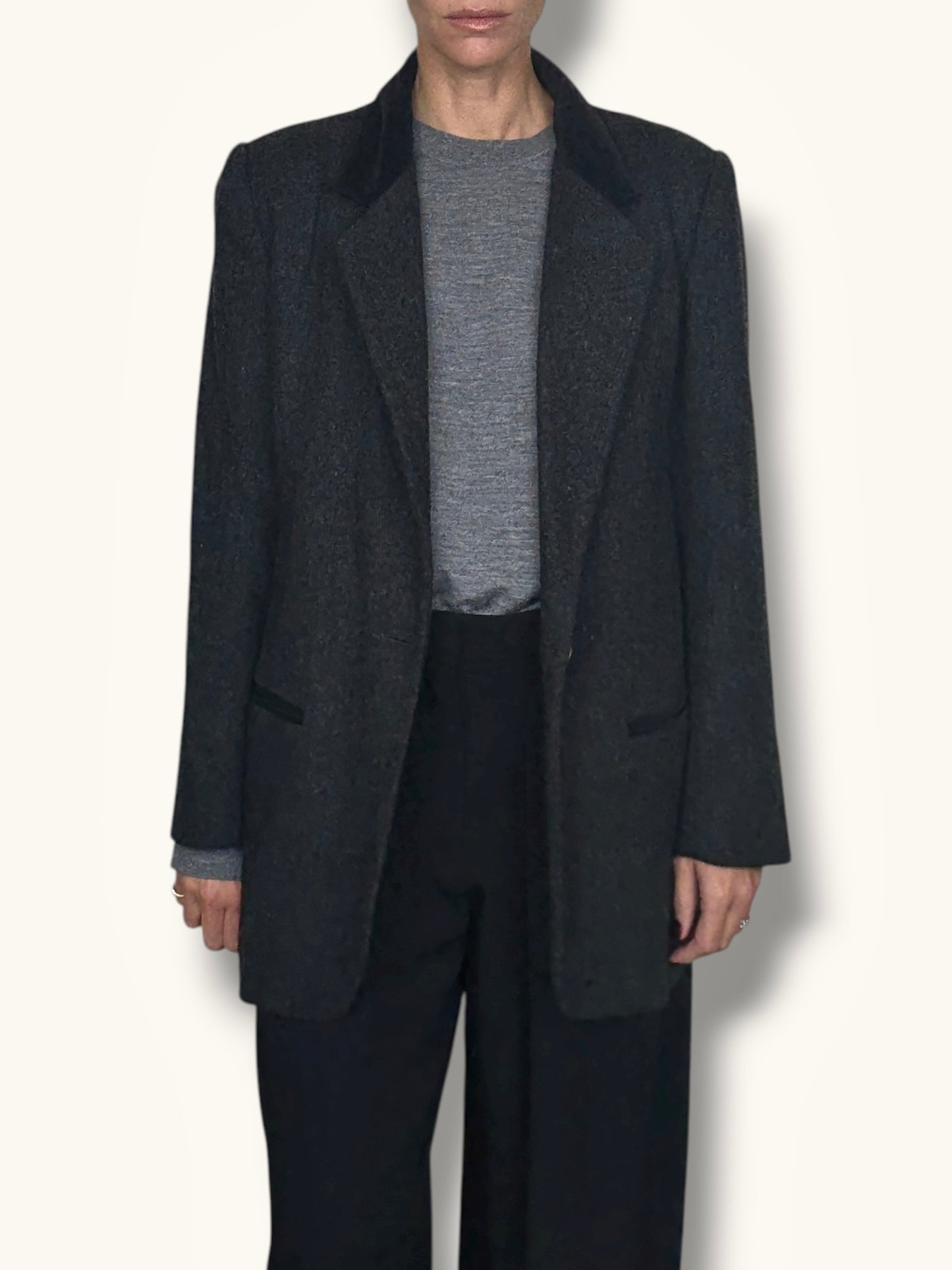 Wool Blazer with Velvet Collar