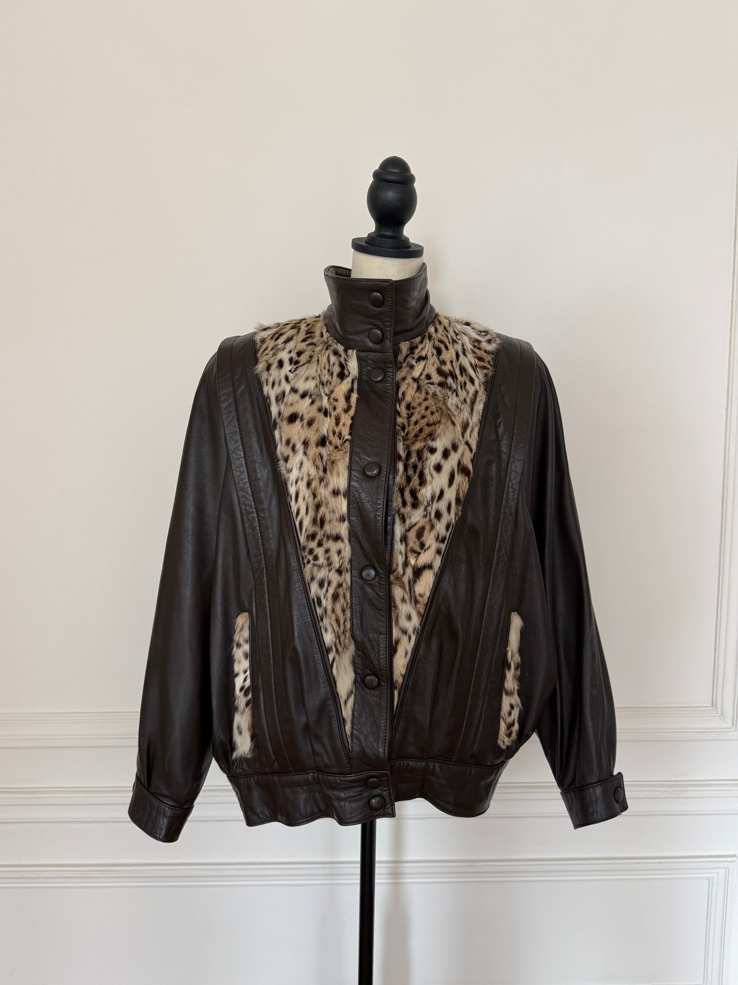 Leo Fur and Leather Bomber Jacket