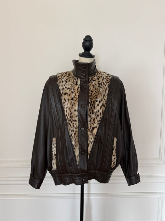 Leo Fur and Leather Bomber Jacket