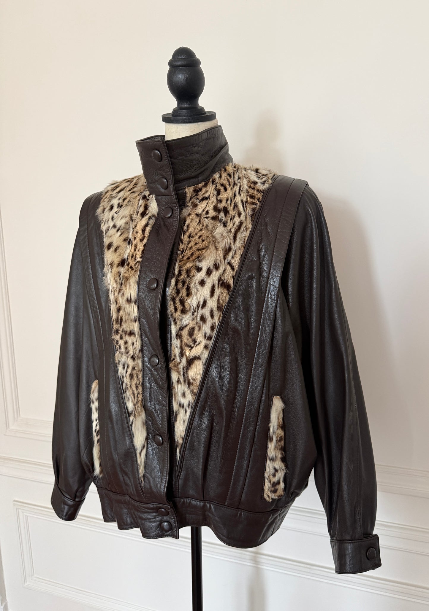 Leo Fur and Leather Bomber Jacket
