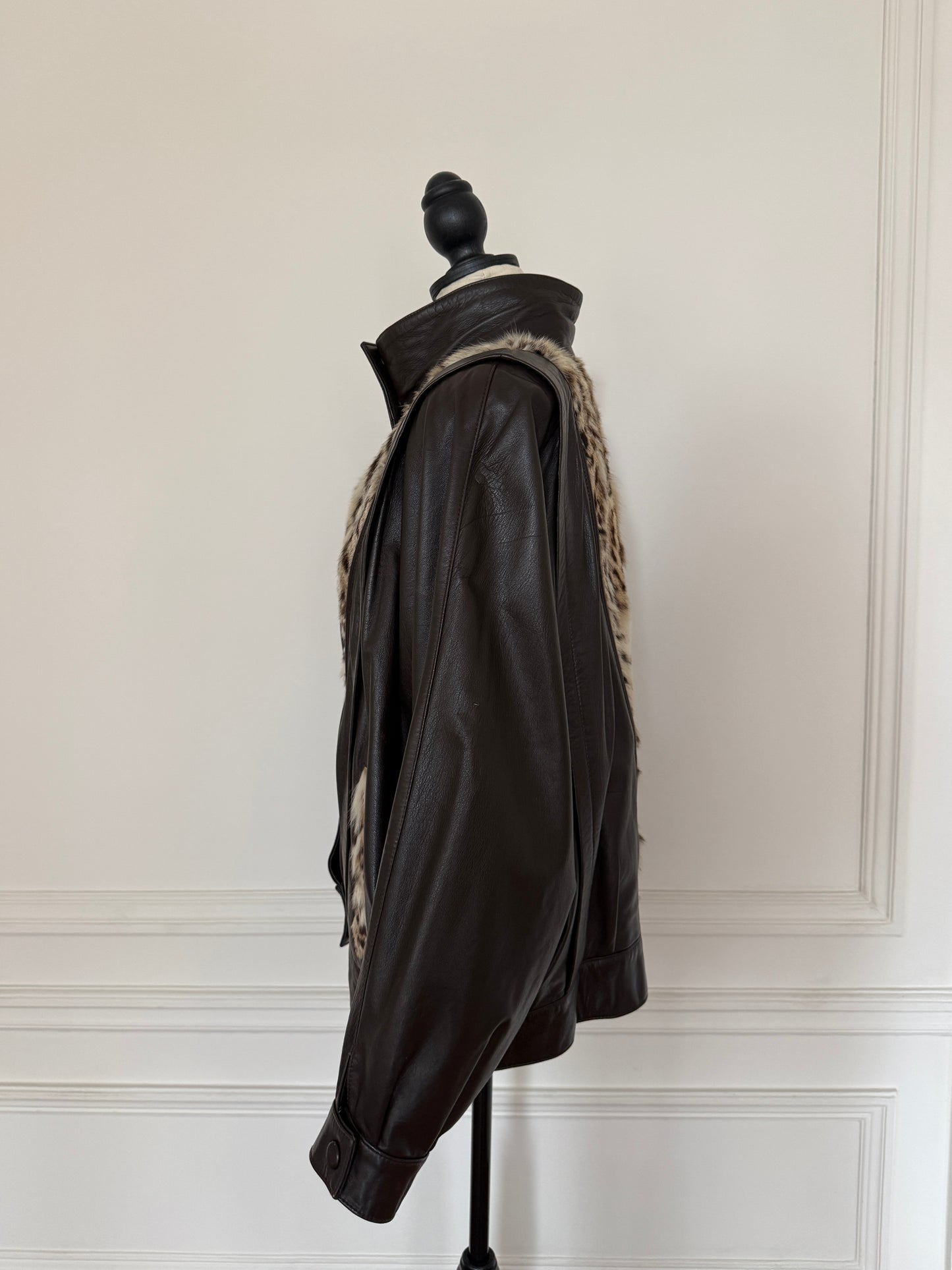 Leo Fur and Leather Bomber Jacket
