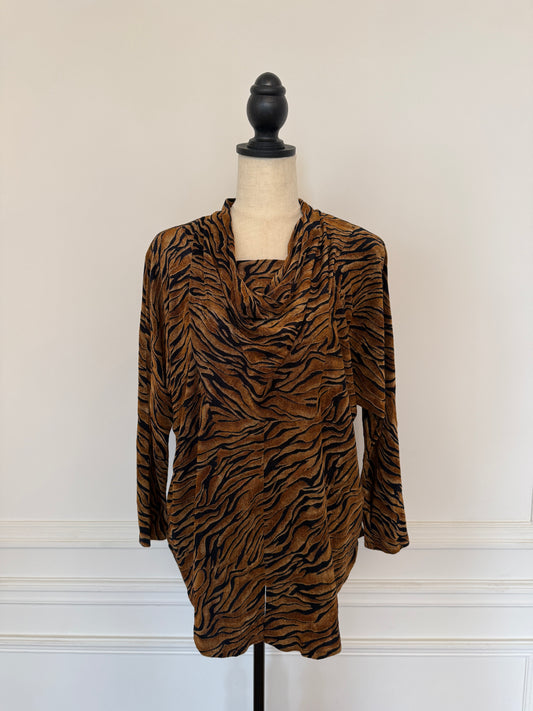Tiger Print Drapped Top