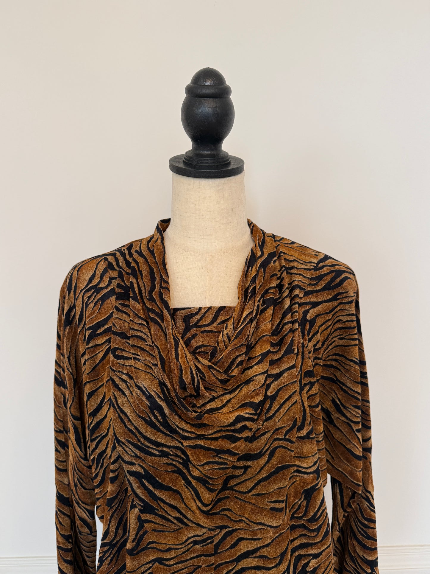 Tiger Print Drapped Top