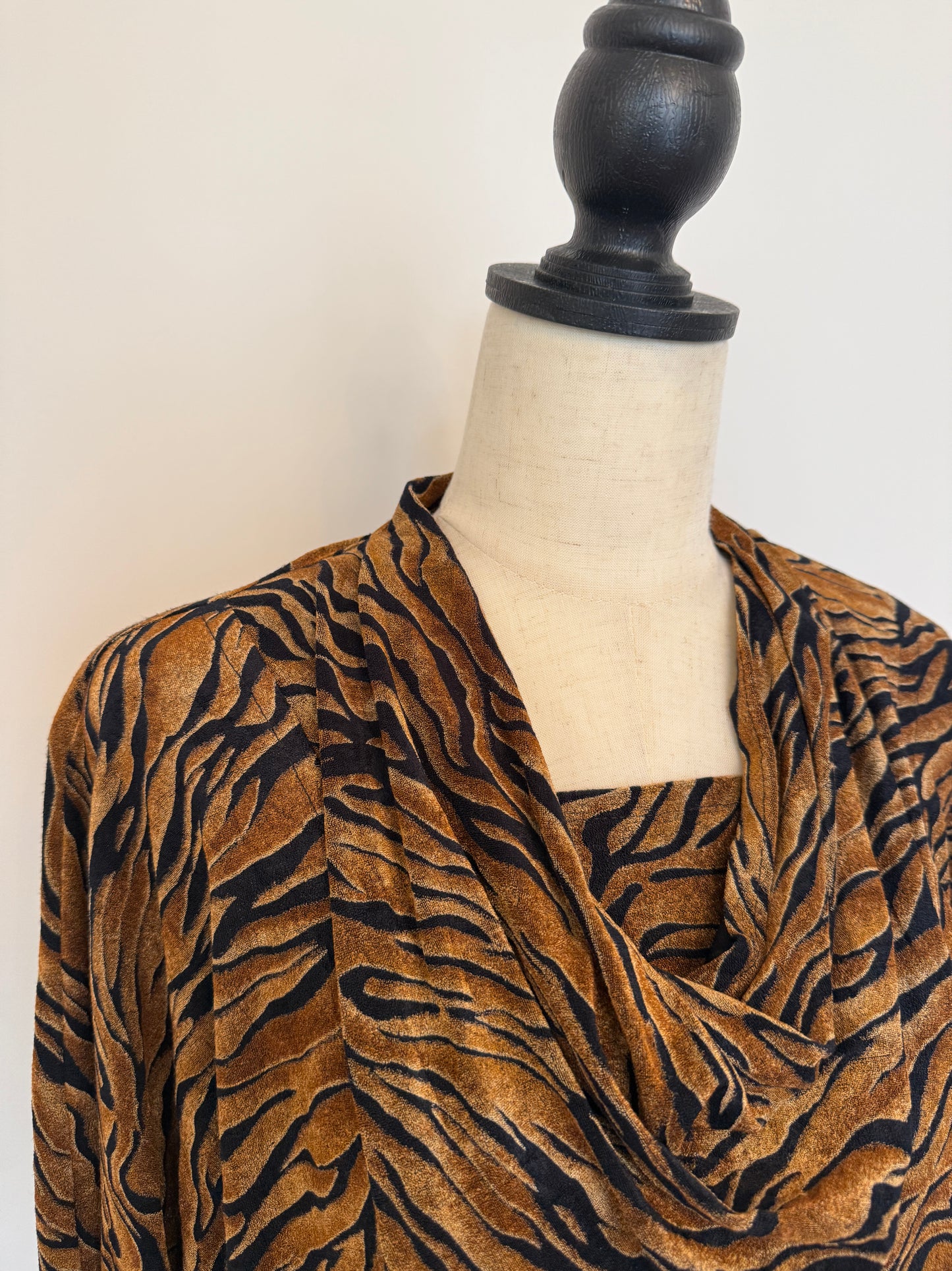Tiger Print Drapped Top