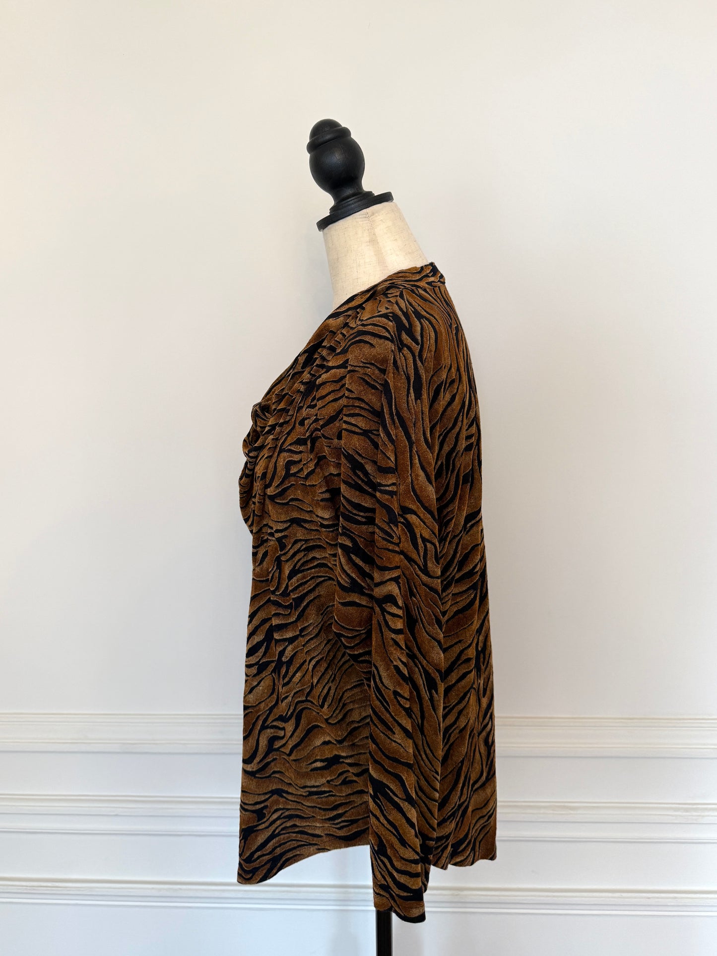 Tiger Print Drapped Top
