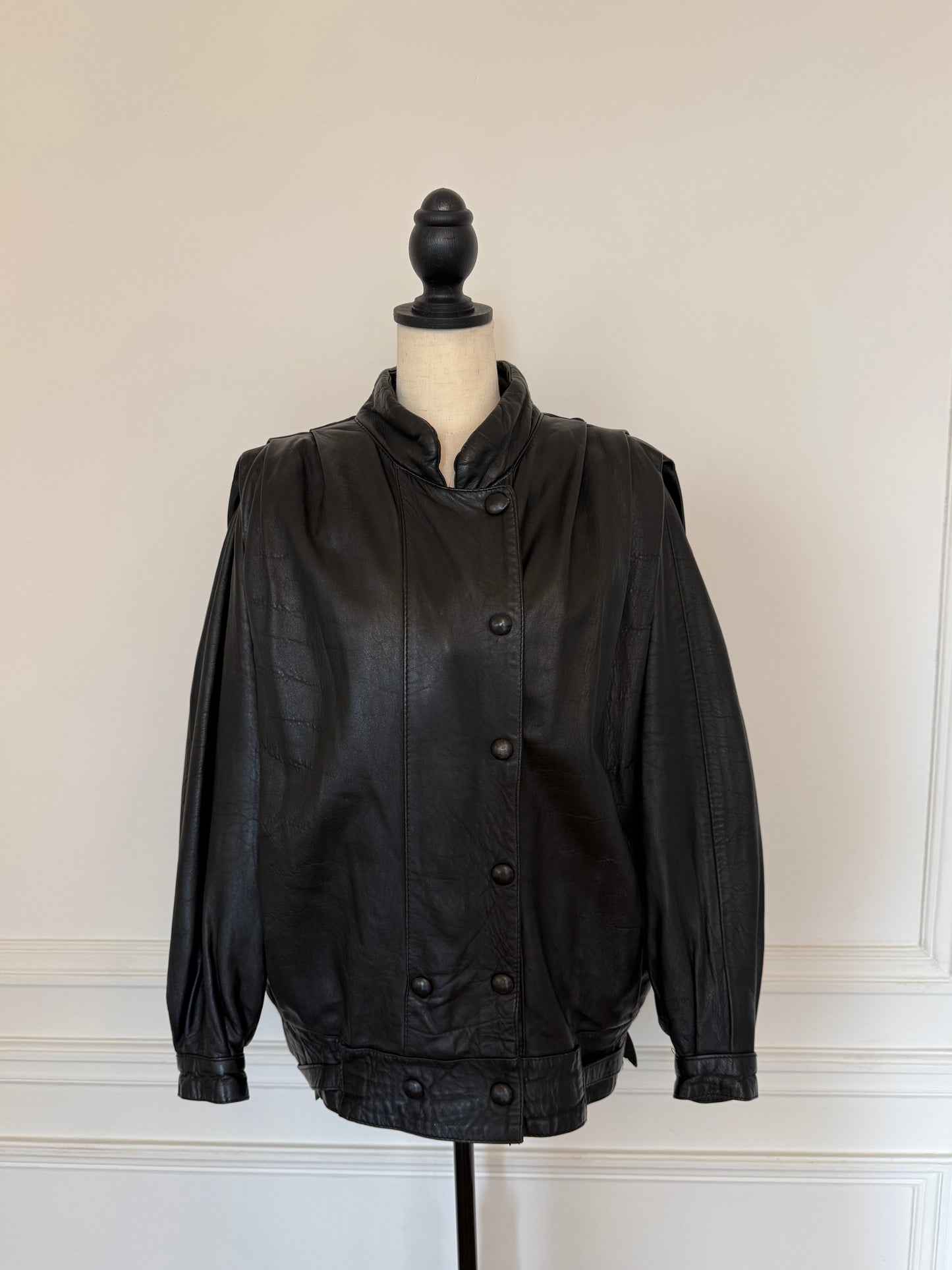 Black Leather Bomber Jacket