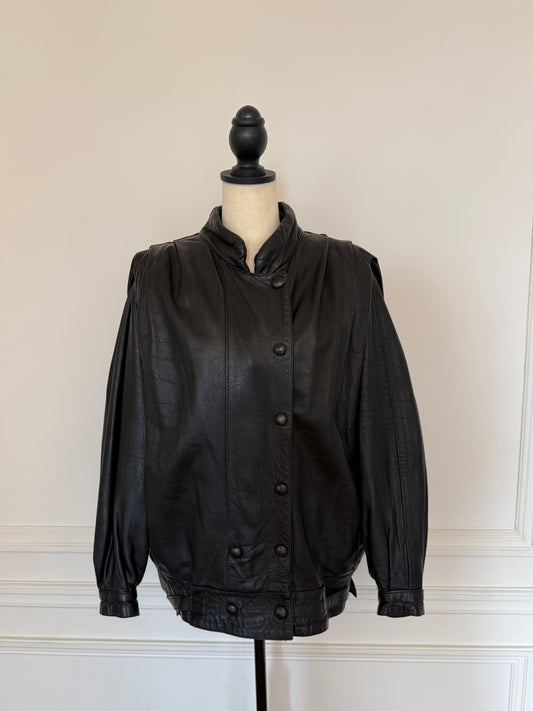 Black Leather Bomber Jacket