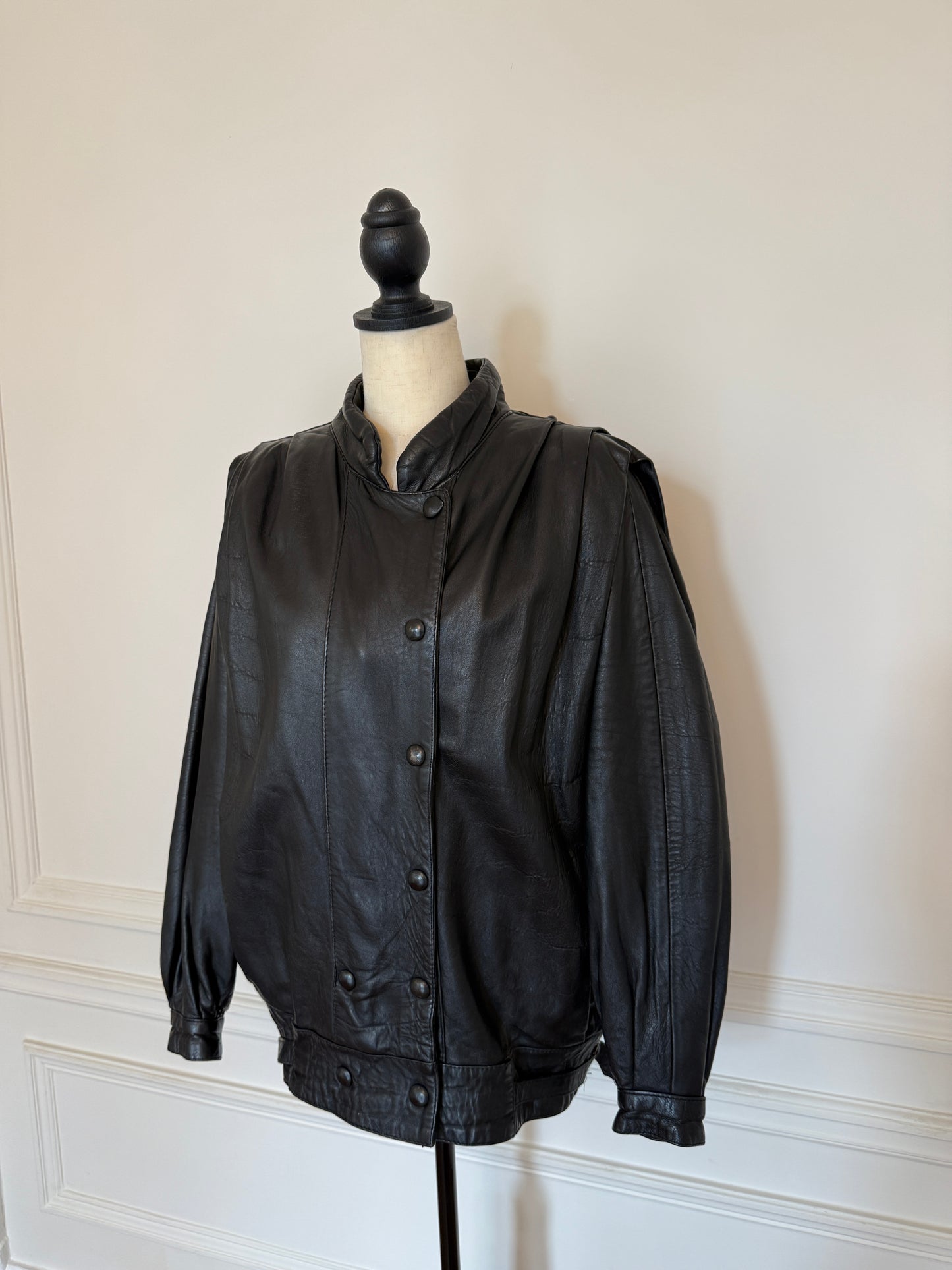 Black Leather Bomber Jacket